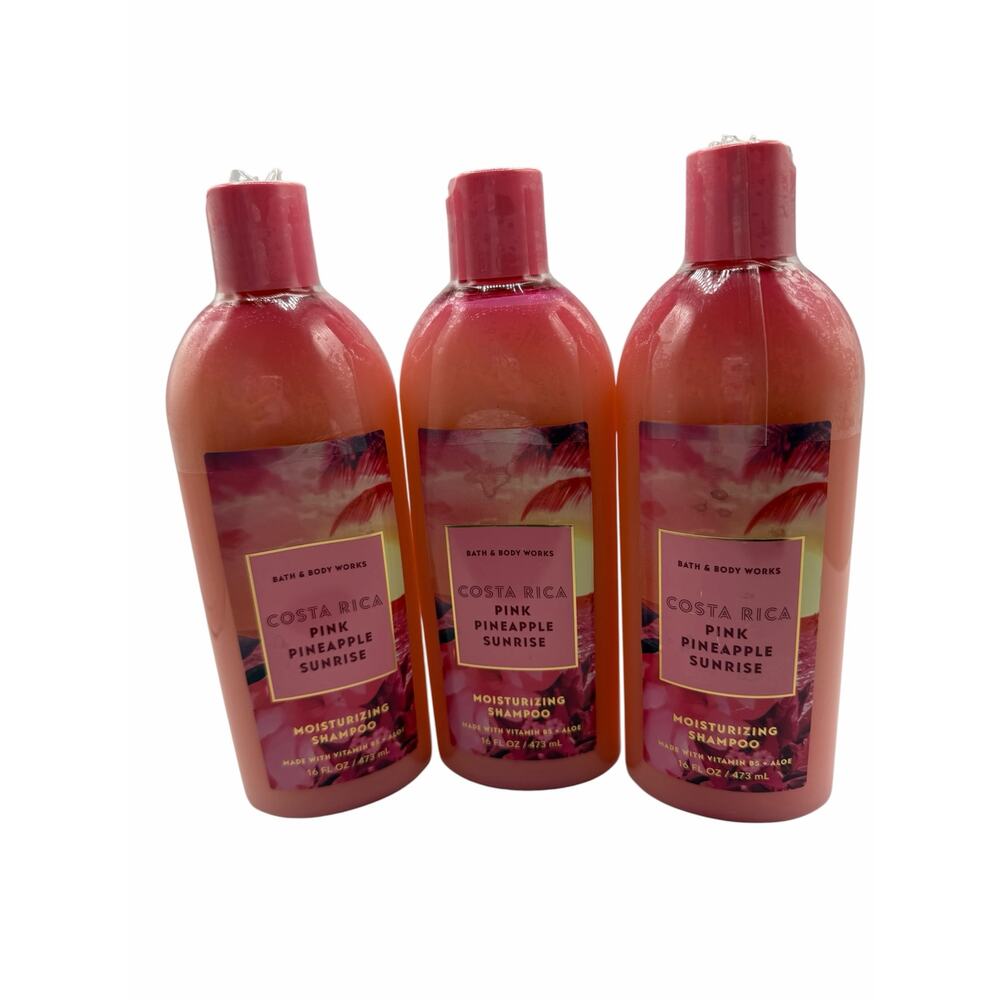 Bath & Body Works Costa Rica Pink Pineapple Sunrise Shampoo Bundle x3 New 16 oz - Picture 4 of 6